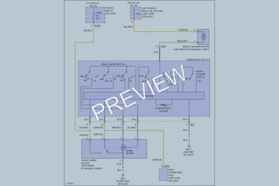 2009 Subaru ImprezaWRX Wiper Washer wiring diagram preview