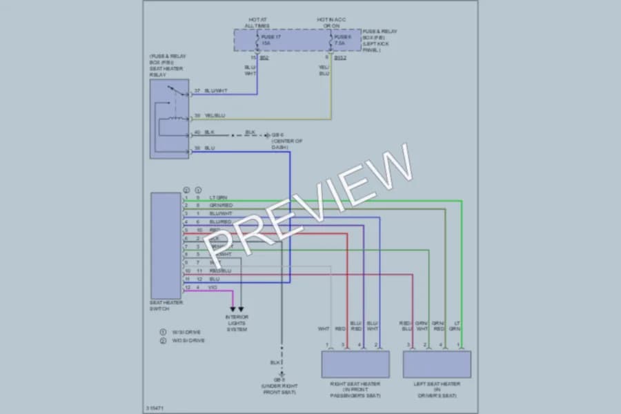 2009 Subaru Legacy Power Seats wiring diagram preview