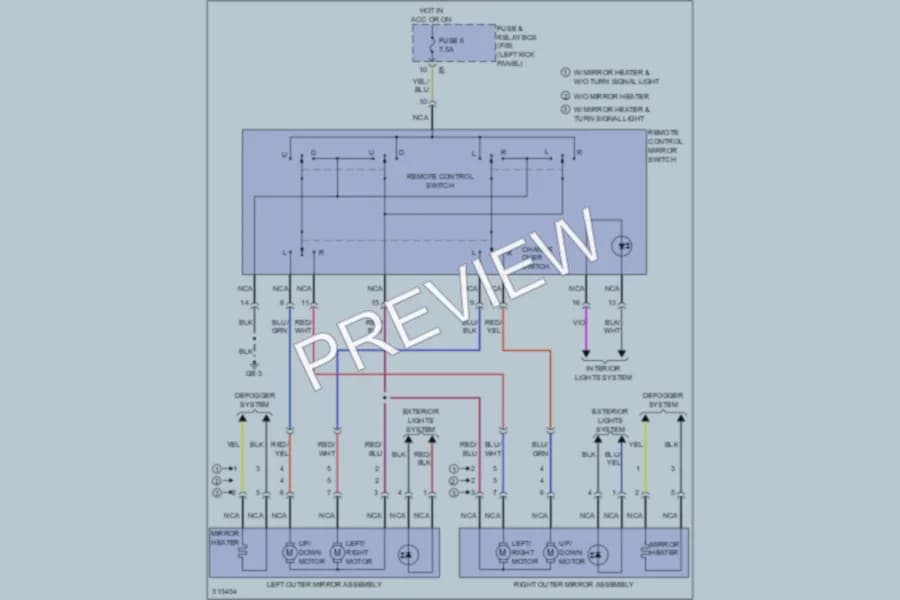 2009 Subaru Outback Power Mirrors wiring diagram preview