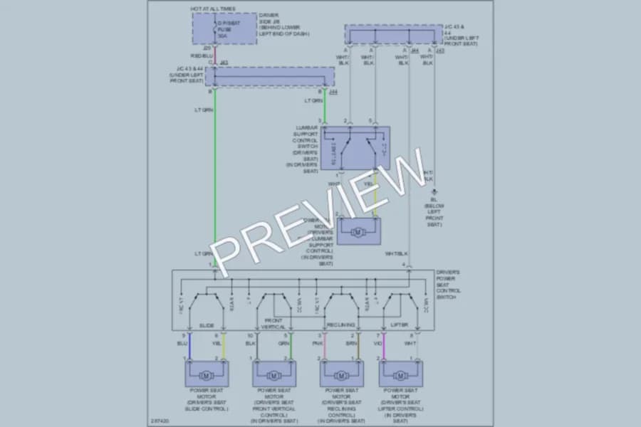 2009 Toyota 4Runner Power Seats wiring diagram preview