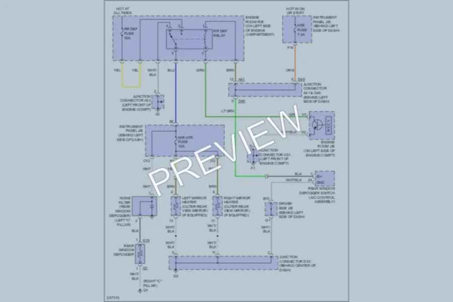 2009 Toyota Avalon Defoggers wiring diagram preview