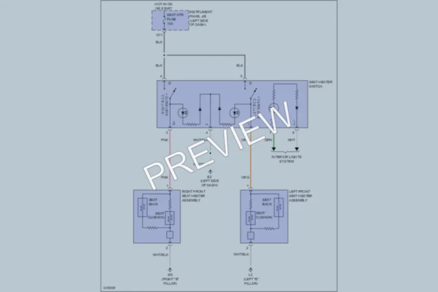 2009 Toyota Corolla Power Seats wiring diagram preview