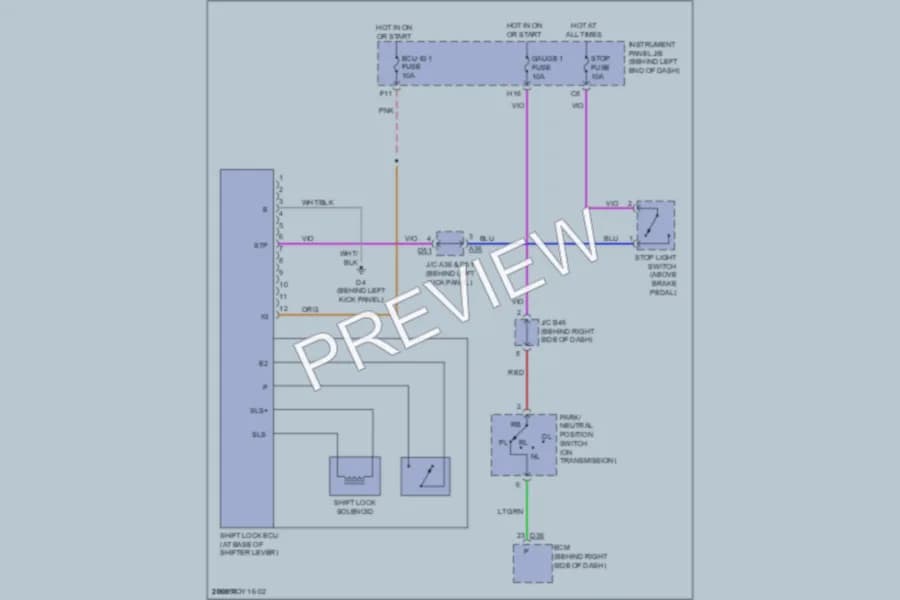 2009 Toyota Highlander Shift Interlock wiring diagram preview