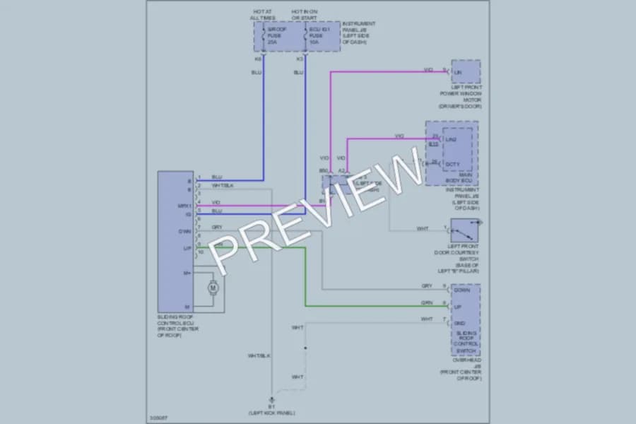 2009 Toyota RAV4 Power Top Sunroof wiring diagram preview