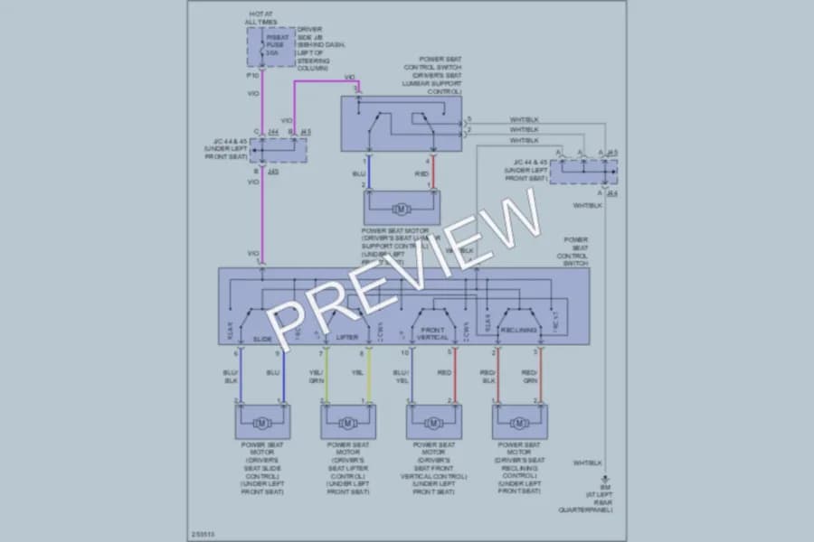 2009 Toyota Sienna Power Seats wiring diagram preview