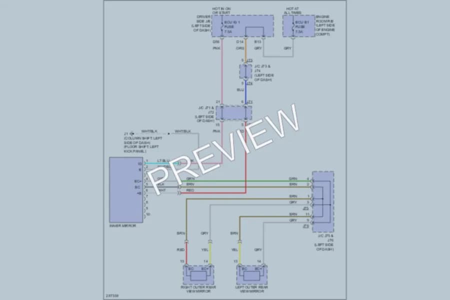 2009 Toyota Tundra Power Mirrors wiring diagram preview
