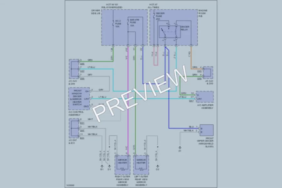 2009 Toyota Venza Defoggers wiring diagram preview