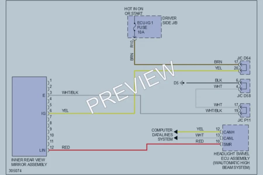 2009 Toyota Venza Power Mirrors wiring diagram preview