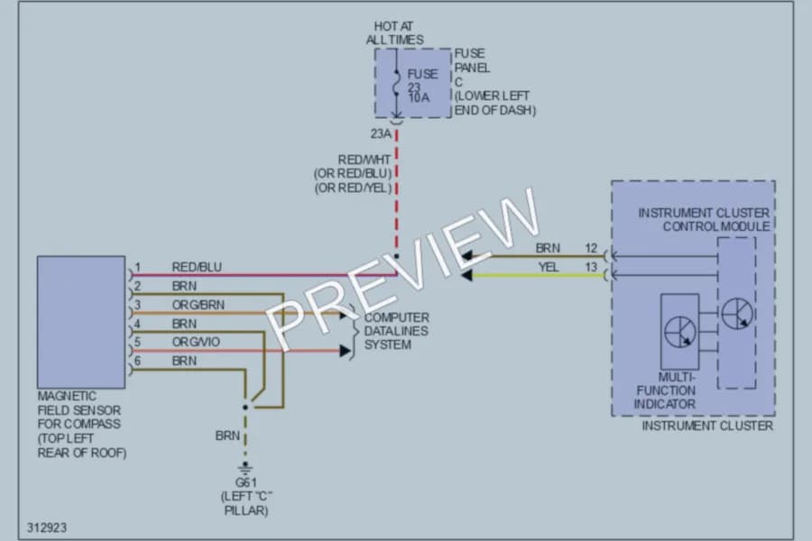 2009 Volkswagen Tiguan Instrument Cluster wiring diagram preview