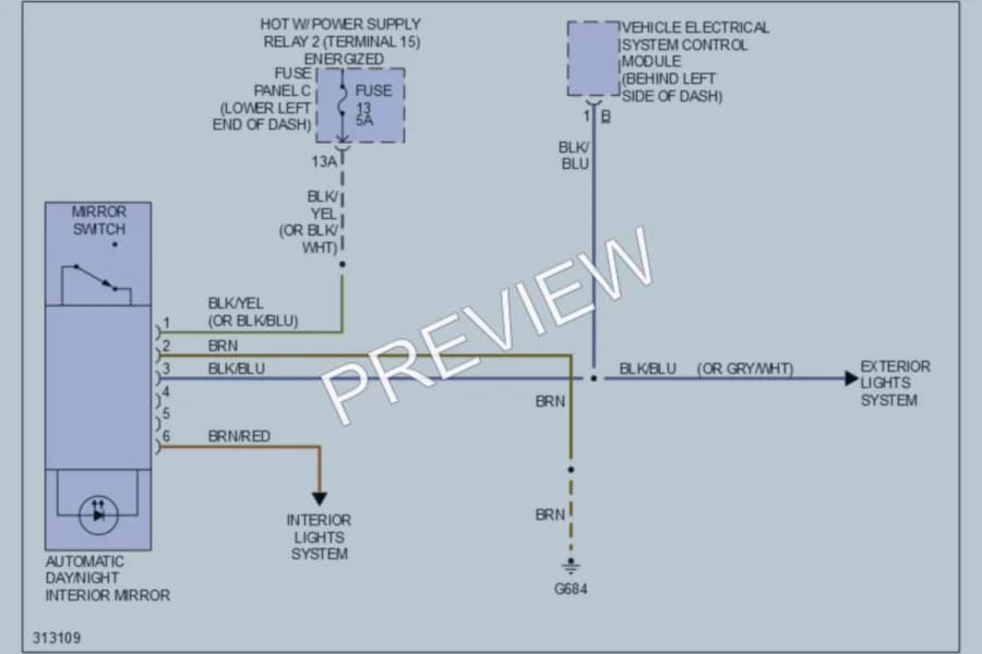 2009 Volkswagen Tiguan Power Mirrors wiring diagram preview
