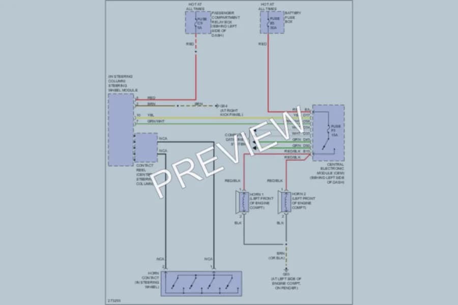 2009 Volvo S60 Horn wiring diagram preview