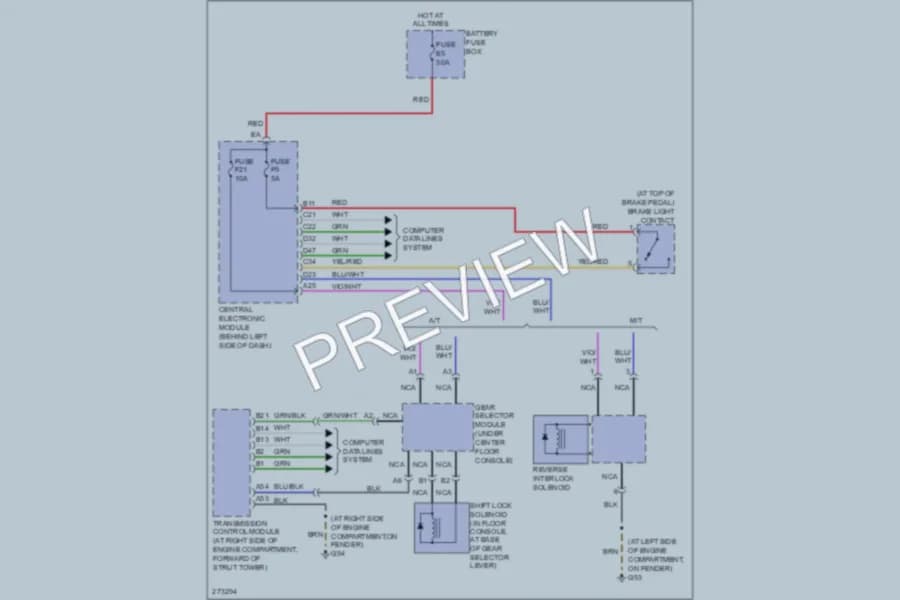 2009 Volvo S60 Shift Interlock wiring diagram preview