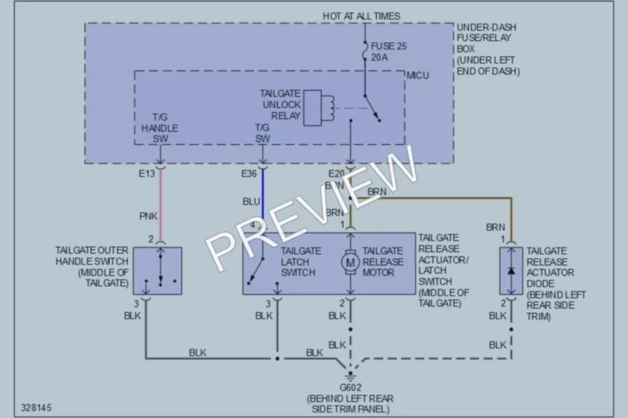 2010 Acura RDX Trunk Tailgate Fuel Door wiring diagram preview