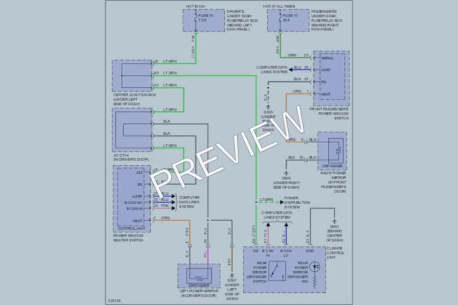 2010 Acura TSX Defoggers wiring diagram preview