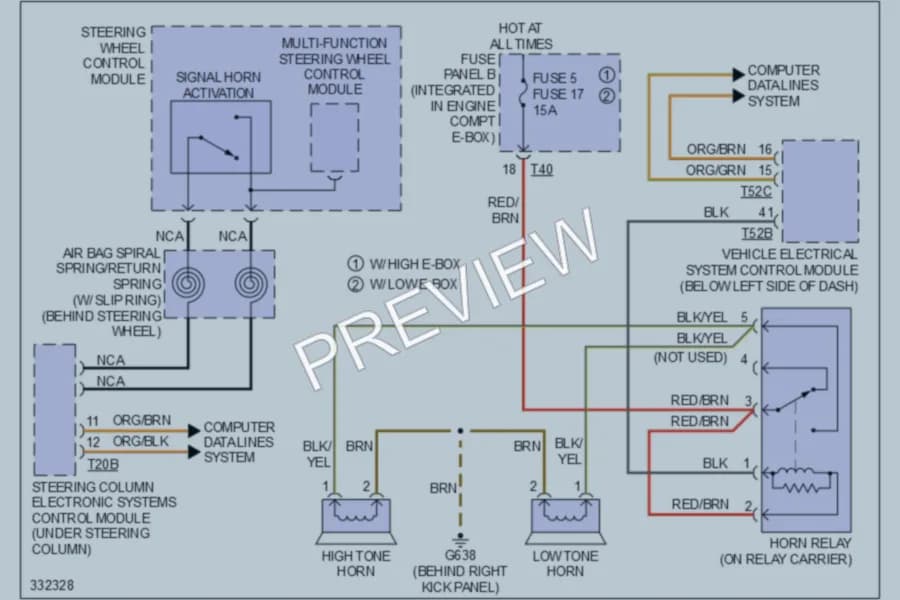 2010 Audi A3 Horn wiring diagram preview