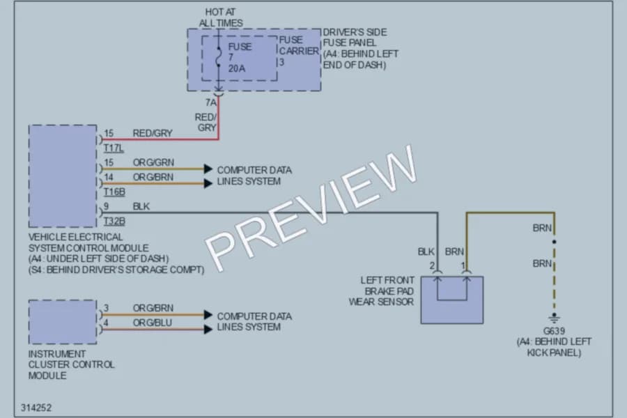 2010 Audi A4 Warning Systems wiring diagram preview