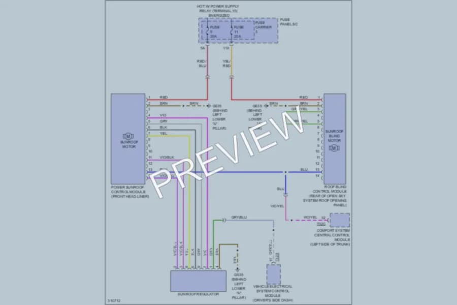 2010 Audi Q5 Power Top Sunroof wiring diagram preview