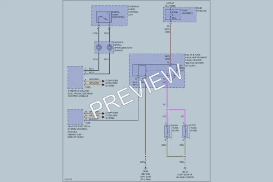 2010 Audi Q7 Horn wiring diagram preview