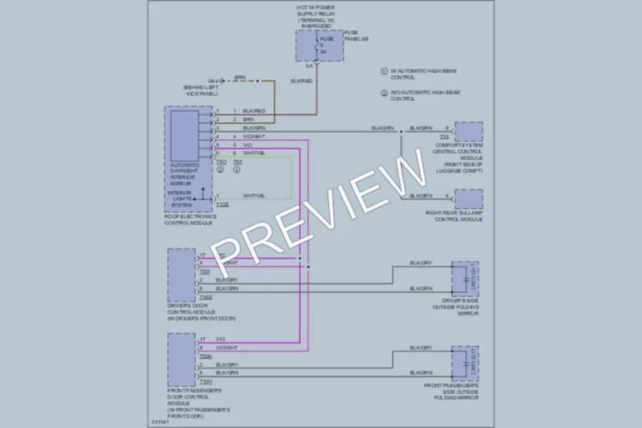 2010 Audi S6 Power Mirrors wiring diagram preview