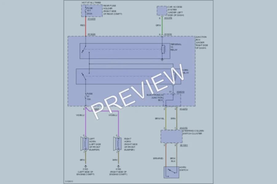 2010 BMW 328i Horn wiring diagram preview
