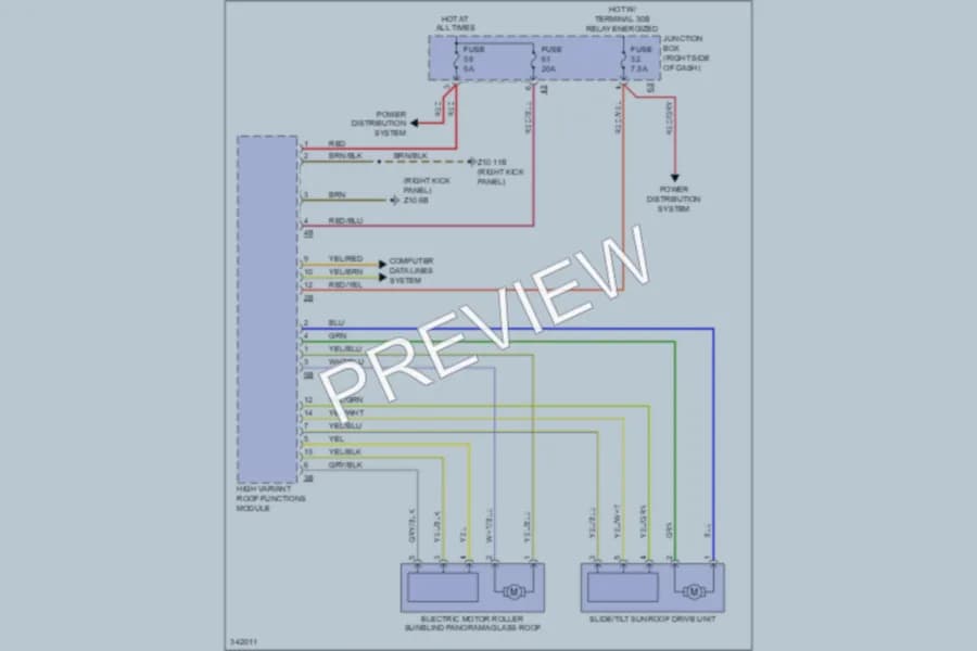 2010 BMW 535iGranTurismo Power Top Sunroof wiring diagram preview