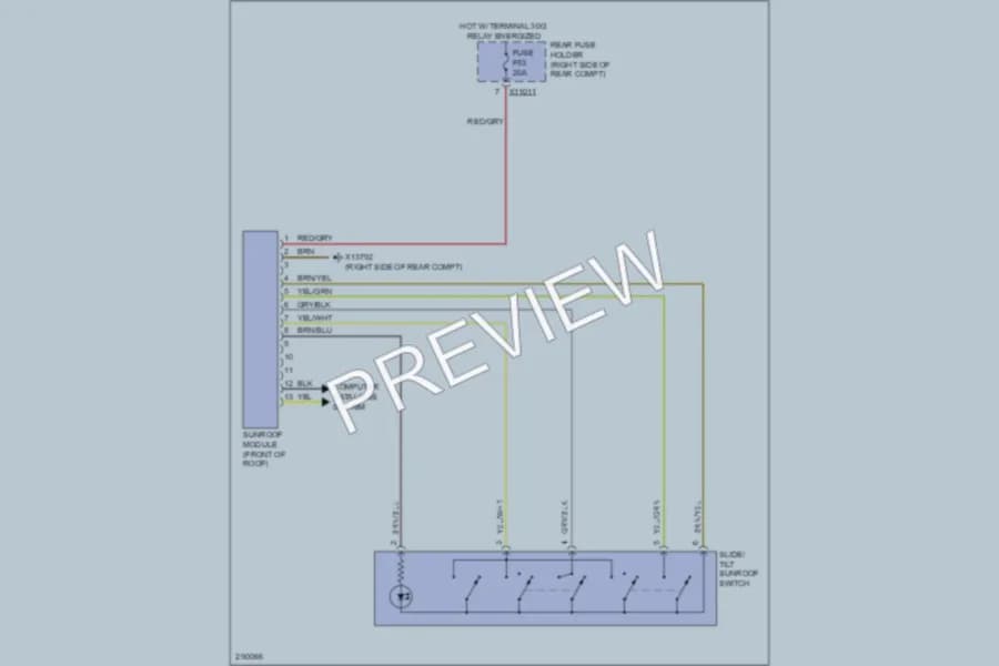 2010 BMW 550i Power Top Sunroof wiring diagram preview