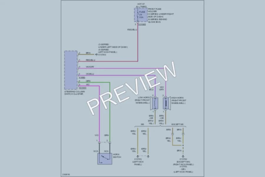 2010 BMW M6 Horn wiring diagram preview