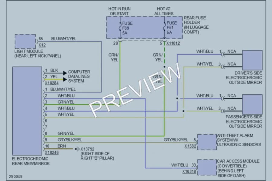 2010 BMW M6 Power Mirrors wiring diagram preview