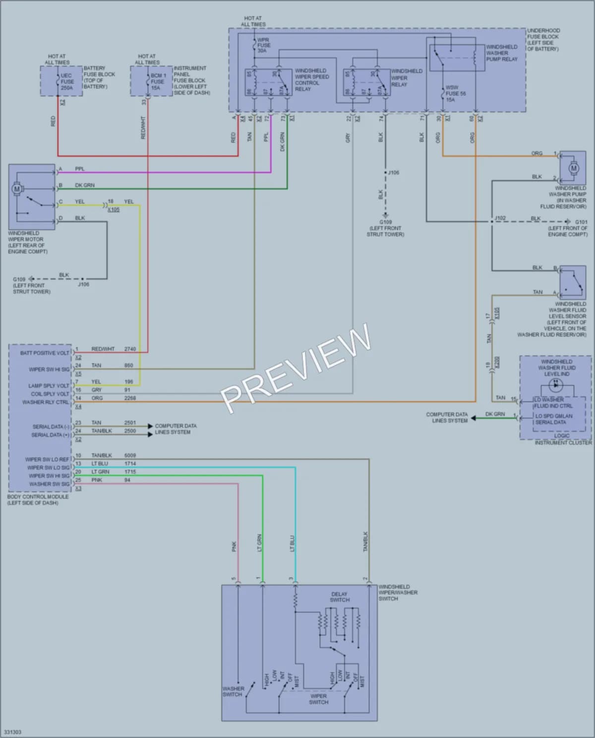 2010 Buick LaCrosse Wiper Washer wiring diagram preview