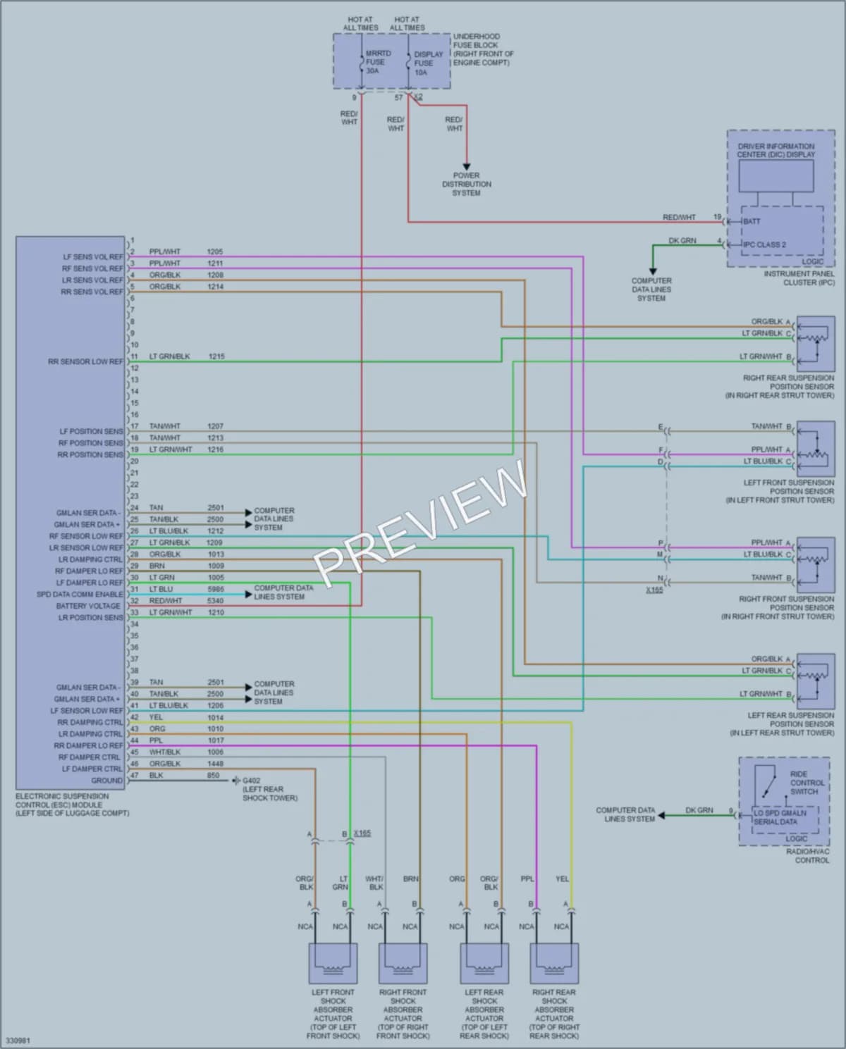 2010 Cadillac CTS Electronic Suspension wiring diagram preview