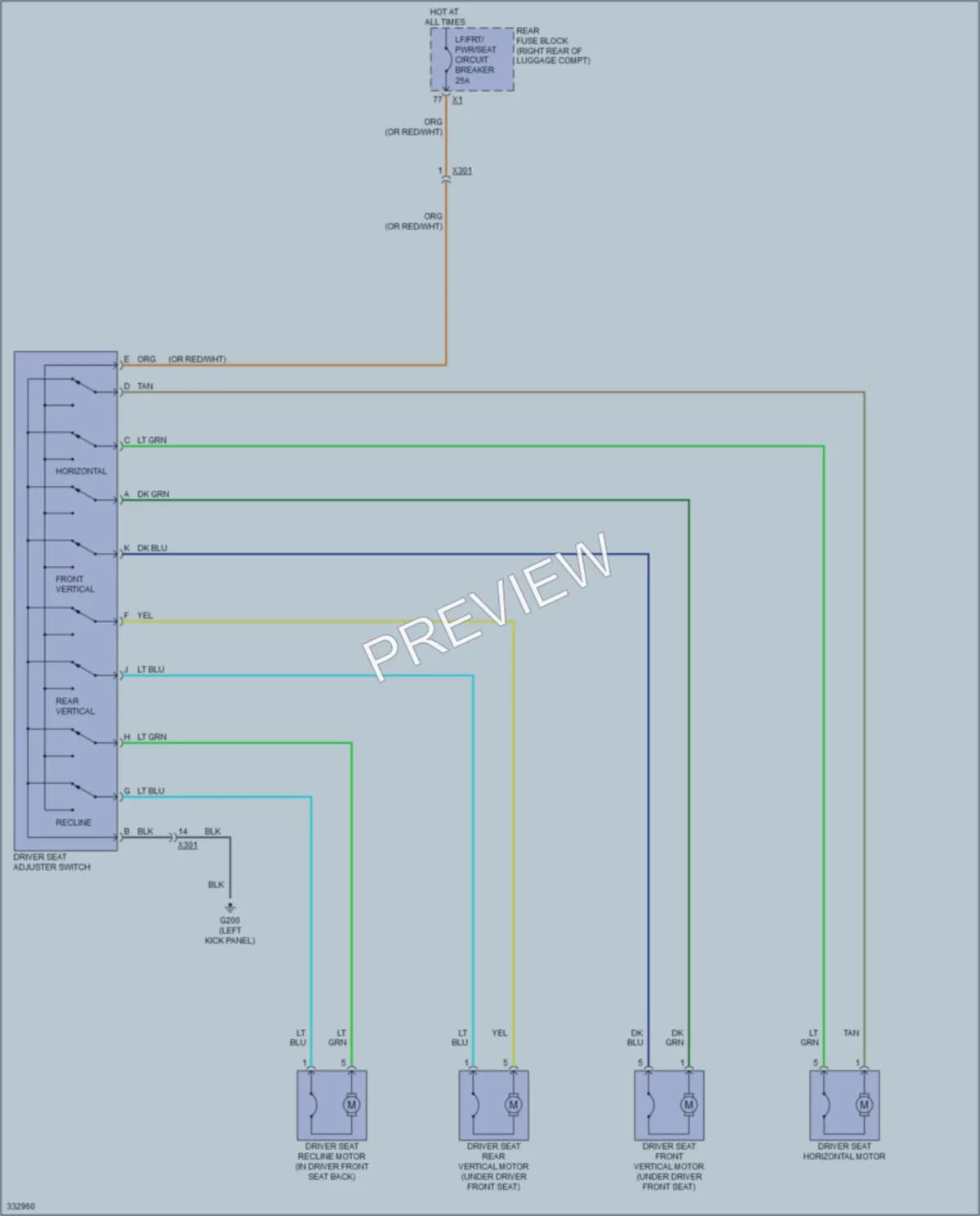 2010 Cadillac CTS Power Seats wiring diagram preview