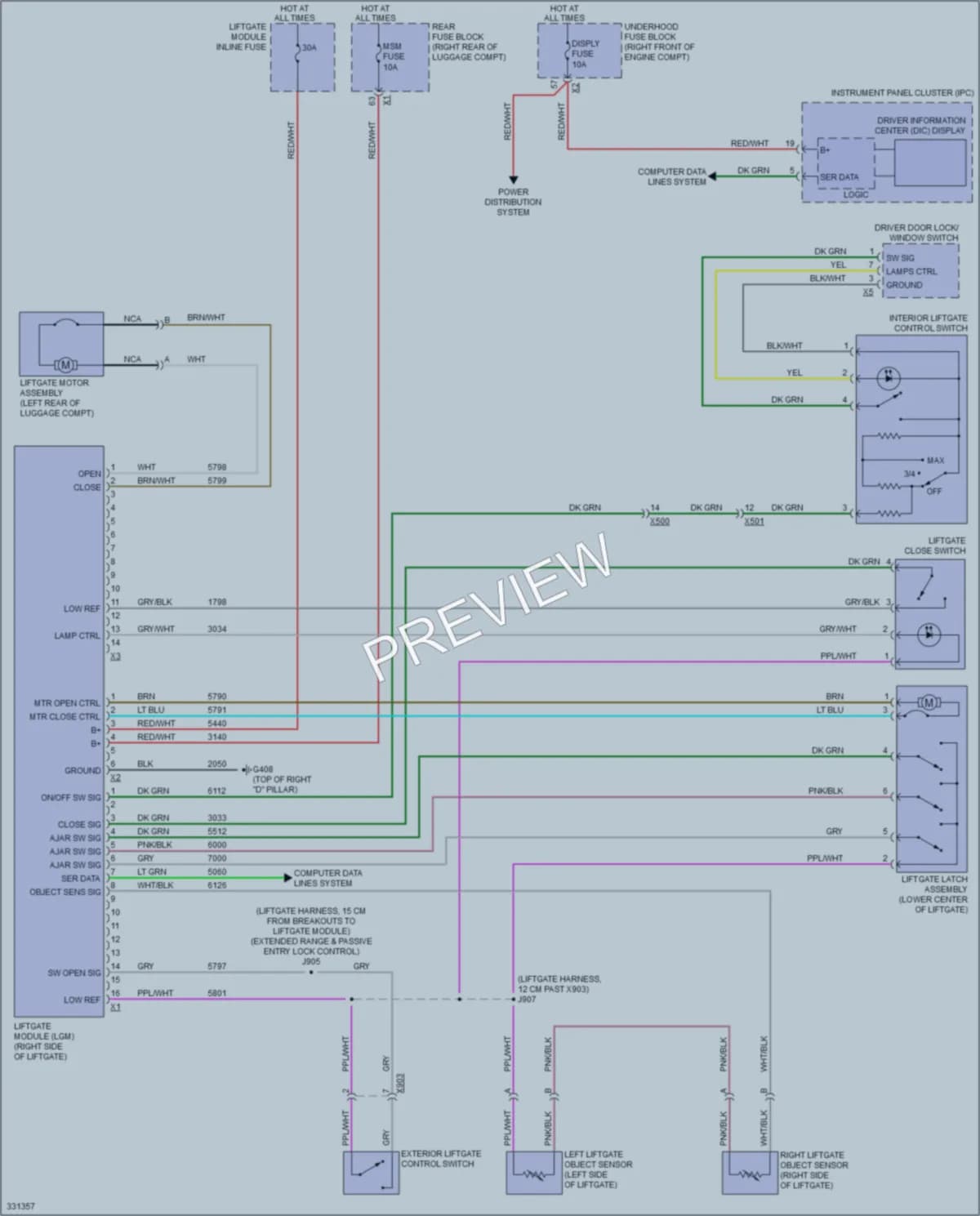 2010 Cadillac CTSV Trunk Tailgate Fuel Door wiring diagram preview