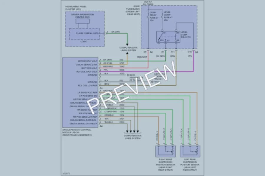 2010 Cadillac DTS Electronic Suspension wiring diagram preview