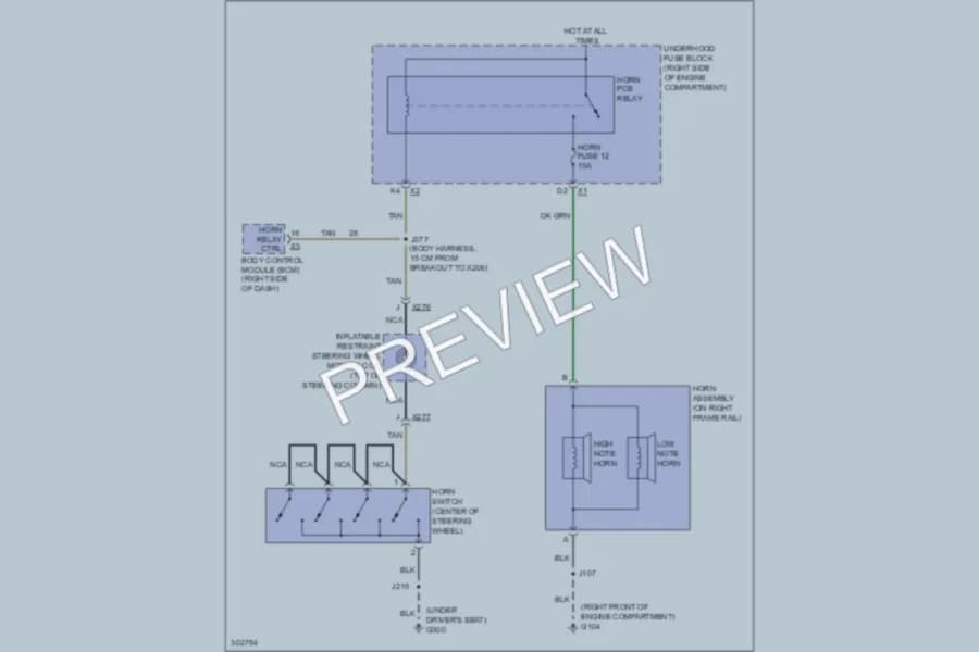 2010 Cadillac DTS Horn wiring diagram preview