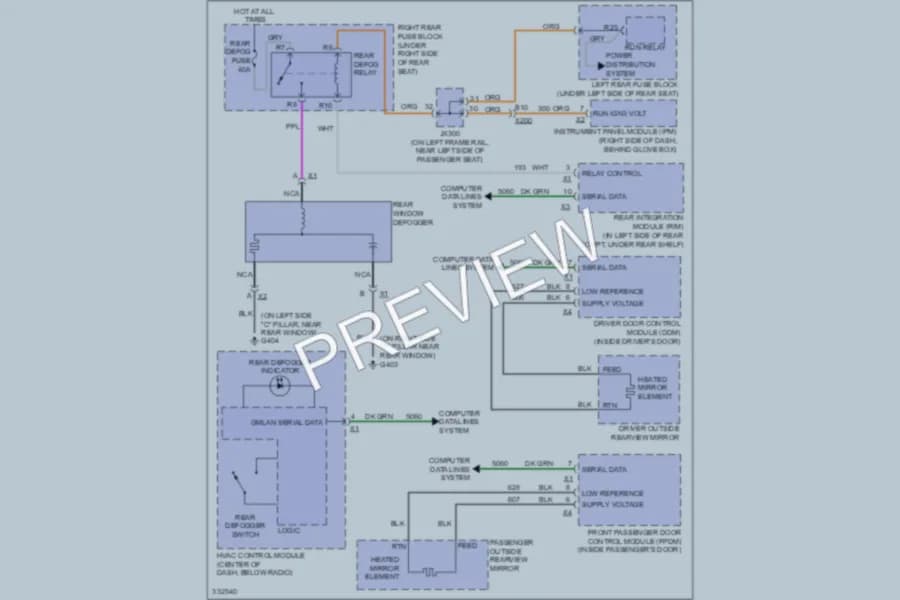 2010 Cadillac STS Defoggers wiring diagram preview