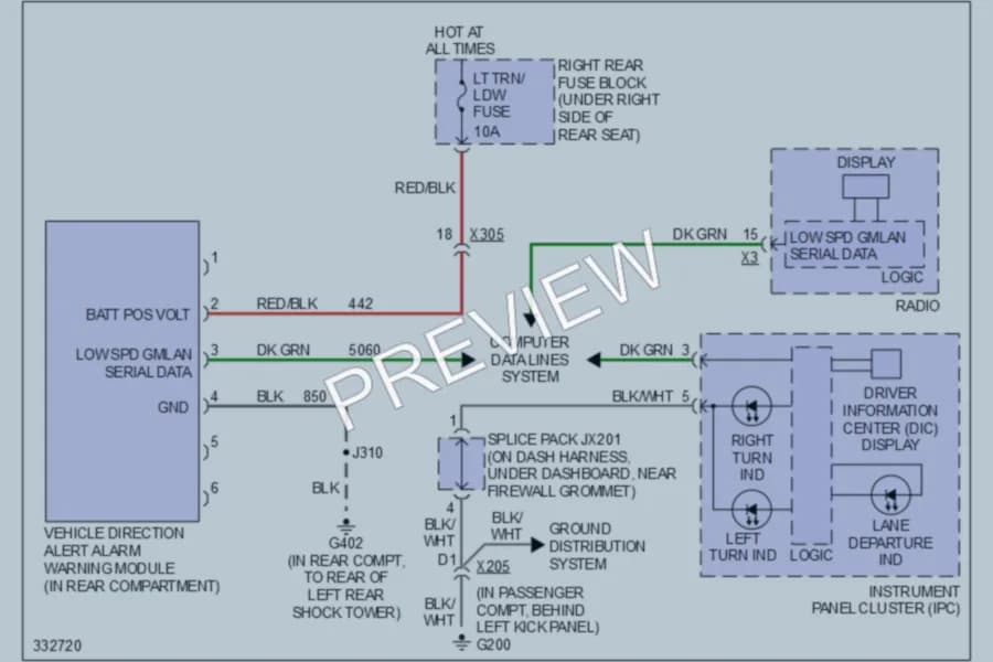 2010 Cadillac STS Warning Systems wiring diagram preview