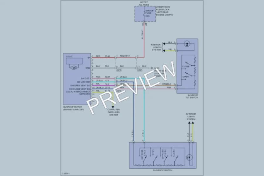 2010 Chevrolet Equinox Power Top Sunroof wiring diagram preview
