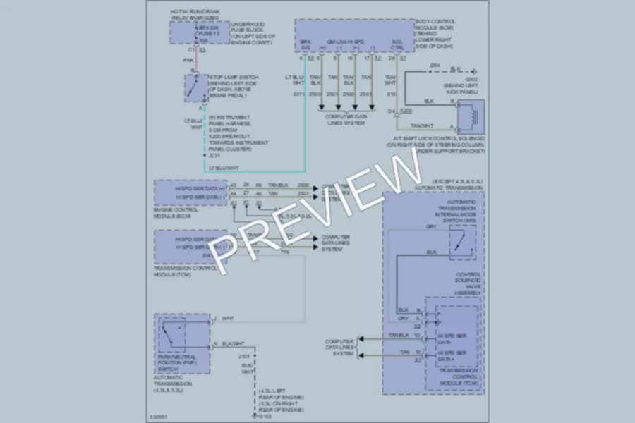 2010 Chevrolet G2500 Shift Interlock wiring diagram preview with protected circuit layout