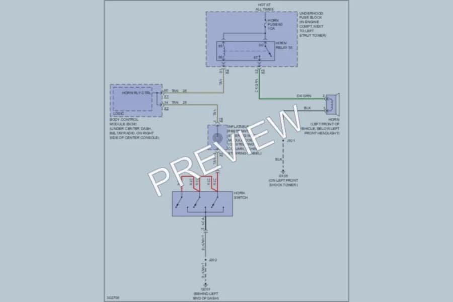 2010 Chevrolet HHR Horn wiring diagram preview