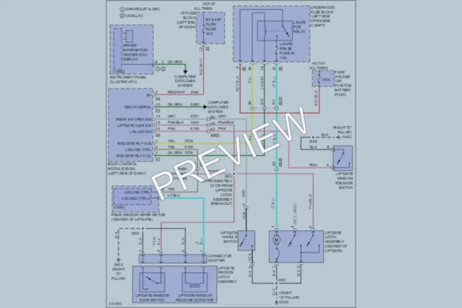 2010 Chevrolet K1500Suburban Trunk Tailgate Fuel Door wiring diagram preview