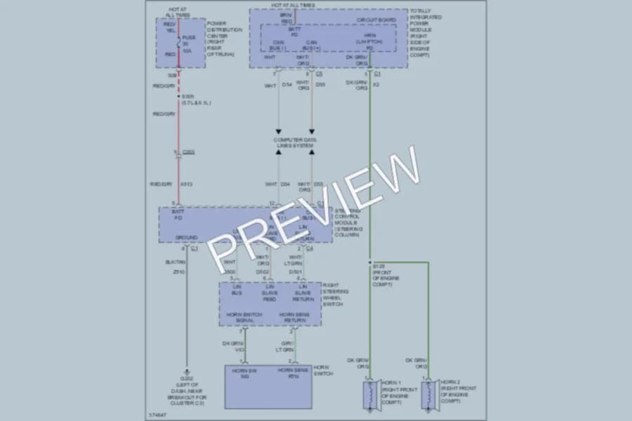 2010 Dodge Charger Horn wiring diagram preview