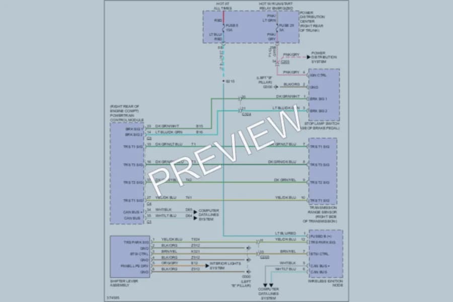 2010 Dodge Charger Shift Interlock wiring diagram preview