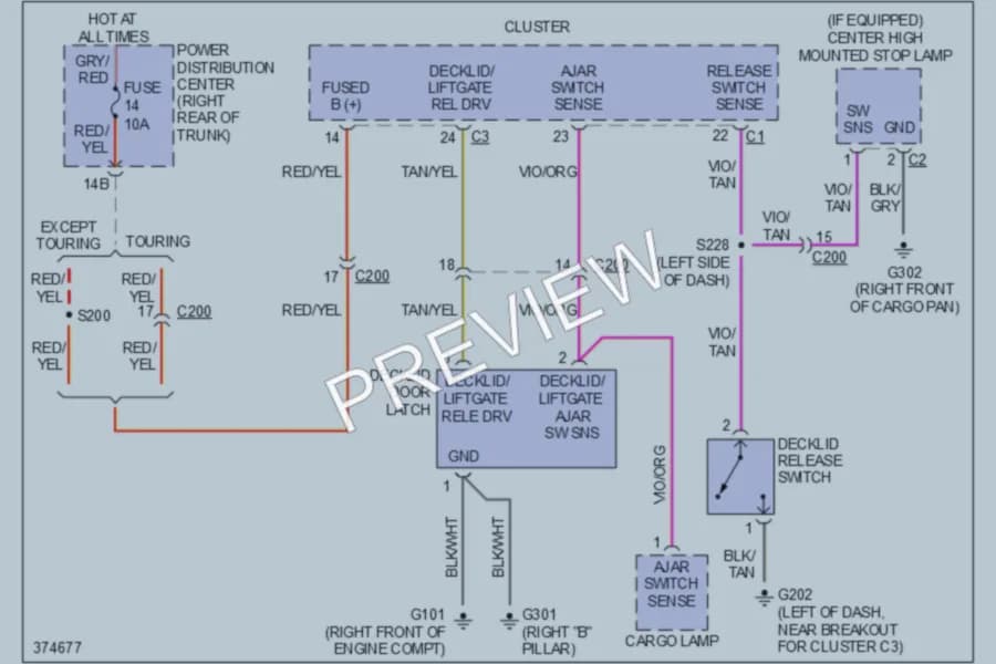 2010 Dodge Charger Trunk Tailgate Fuel Door wiring diagram preview