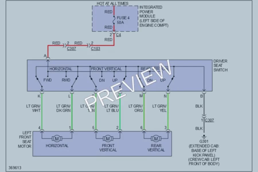 2010 Dodge Dakota Power Seats wiring diagram preview