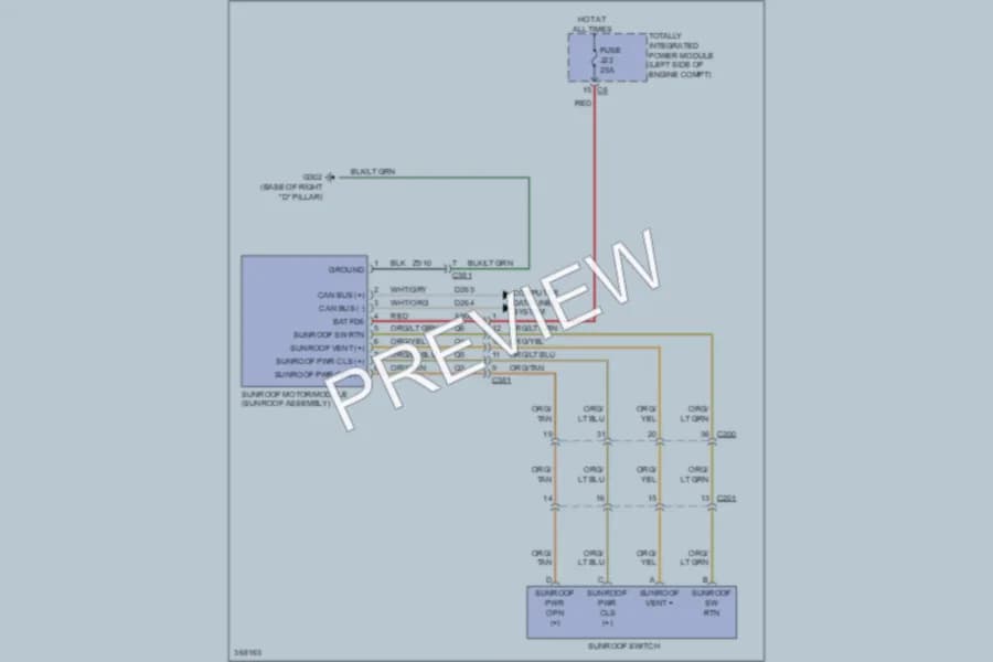 2010 Dodge GrandCaravan Power Top Sunroof wiring diagram preview