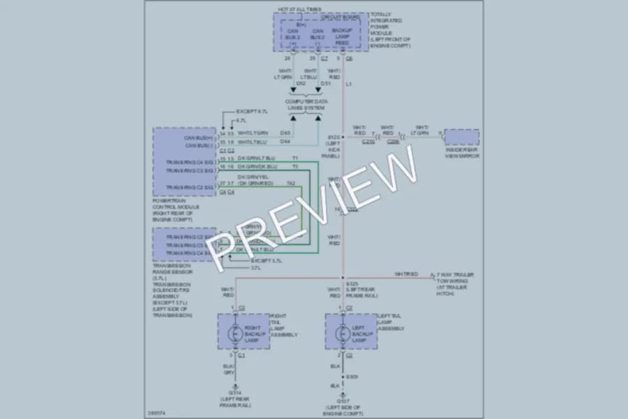 2010 Dodge R3500 Exterior Lights wiring diagram preview with protected circuit layout