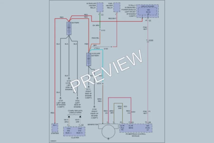 2010 Dodge R3500 Starting Charging wiring diagram preview with protected circuit layout