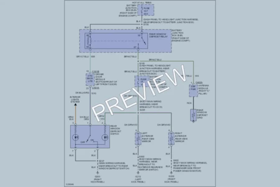 2010 Ford CrownVictoria Defoggers wiring diagram preview