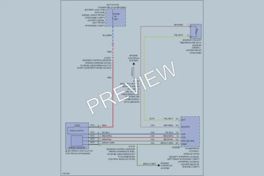 2010 Ford E350 Super Duty Cooling Fan wiring diagram preview with protected circuit layout