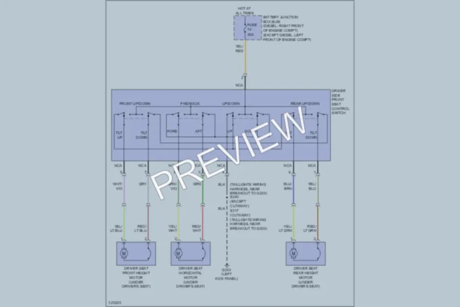 2010 Ford E450Econoline Power Seats wiring diagram preview